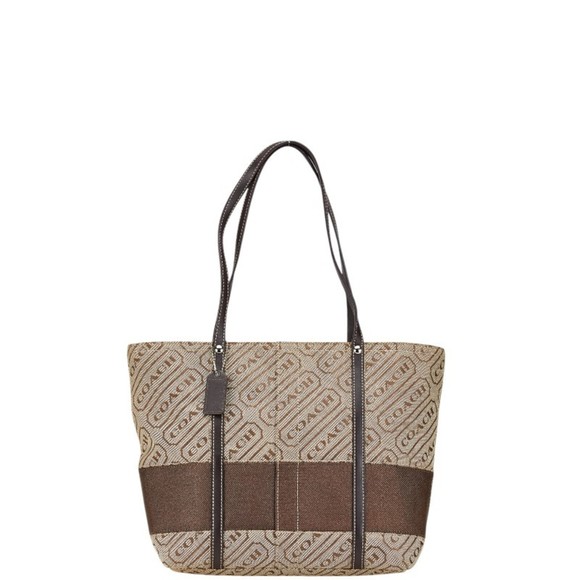 Coach Tote Bag Handbag F12252 Beige Brown Canvas Leather Women´s COACH,All Products : American Fashion Style Bags On Sale